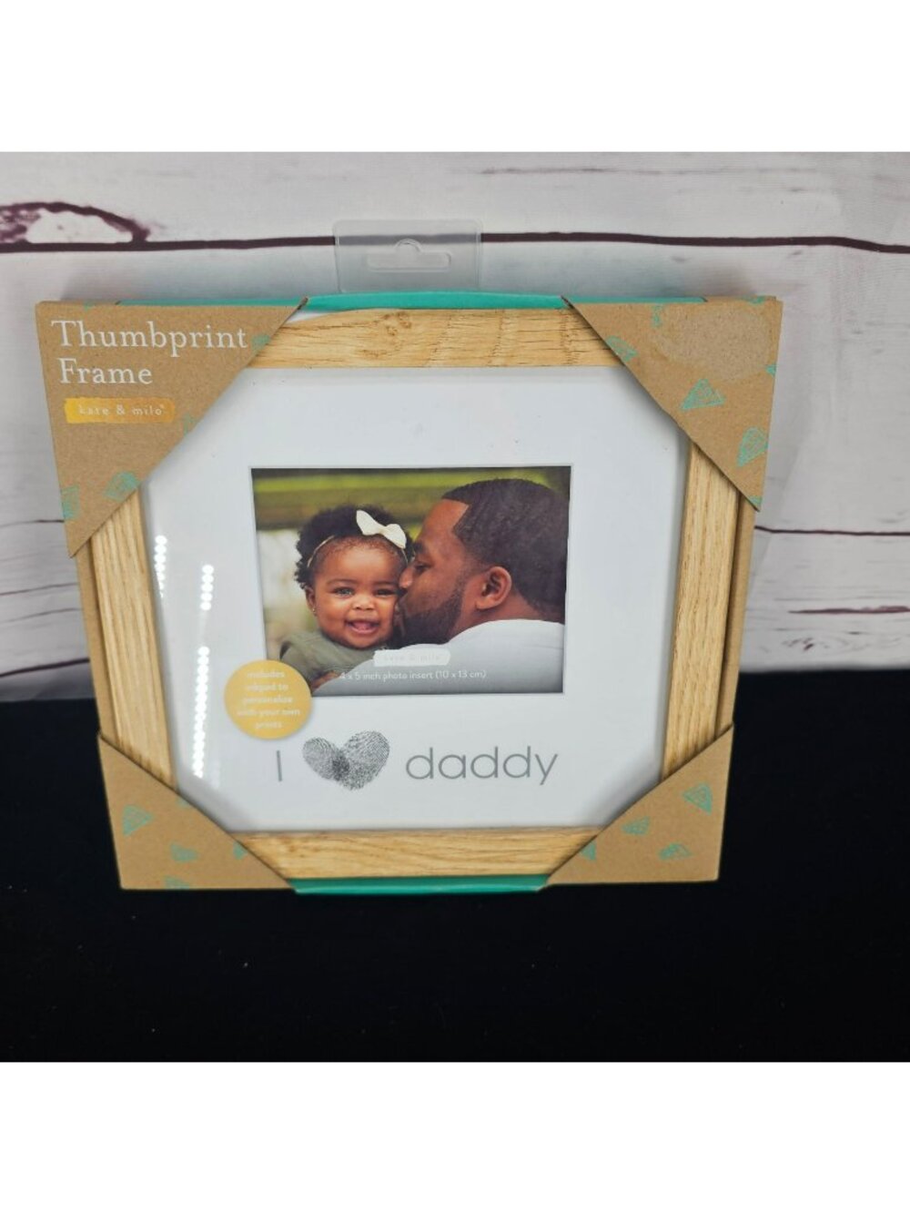 Kate & Milo Thumbprint Frame For 4x5 Photos "I Love Daddy" Design Includes Inkpa
